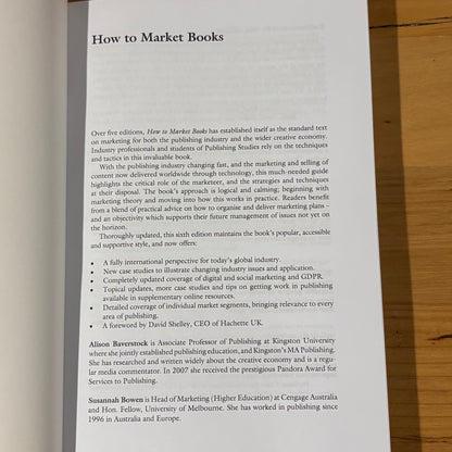 How to Market Books by Alison Baverstock & Susannah Bowen 2019 Paperback GD