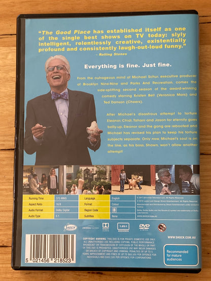 The Good Place Season 2 DVD Ted Danson Kristen Bell 3-Disc PAL 4 VGC