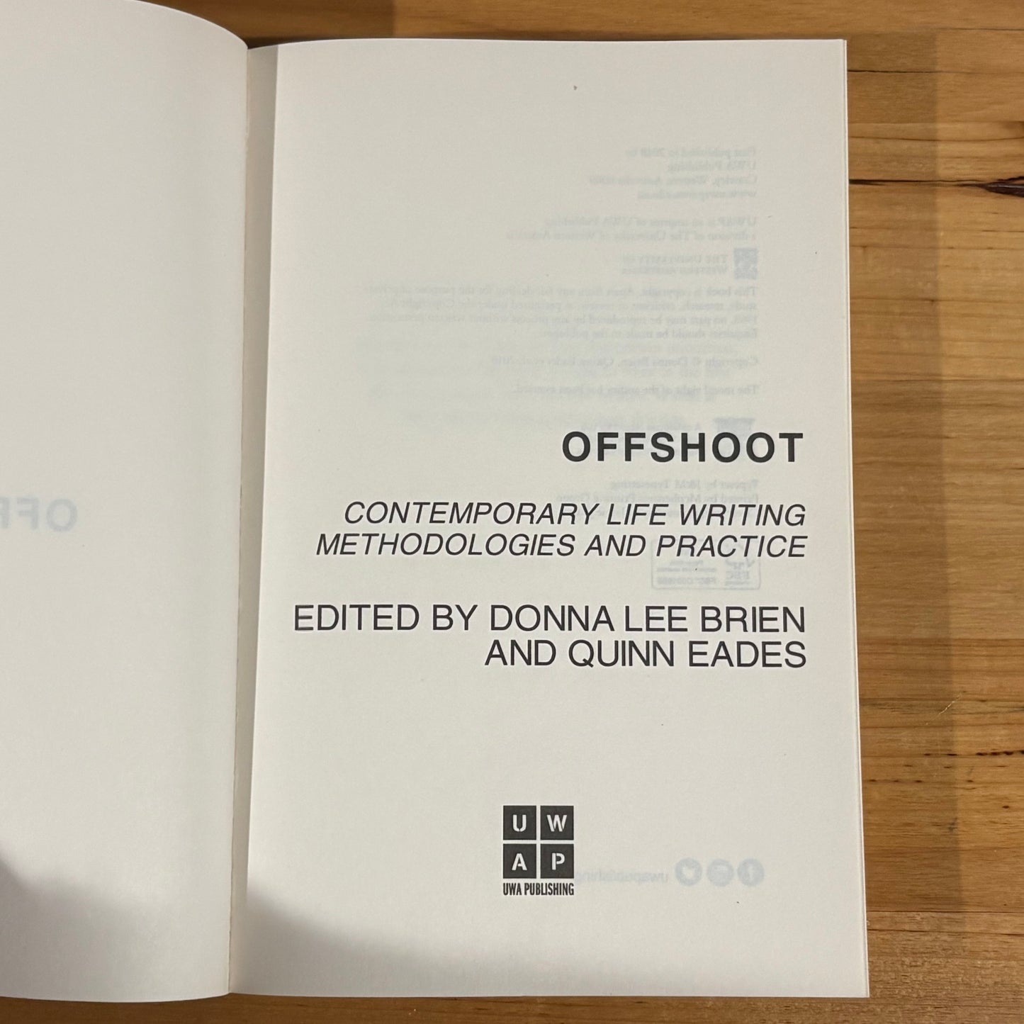 Offshoot Contemporary Life Writing Methodologies and Practice Paperback GD
