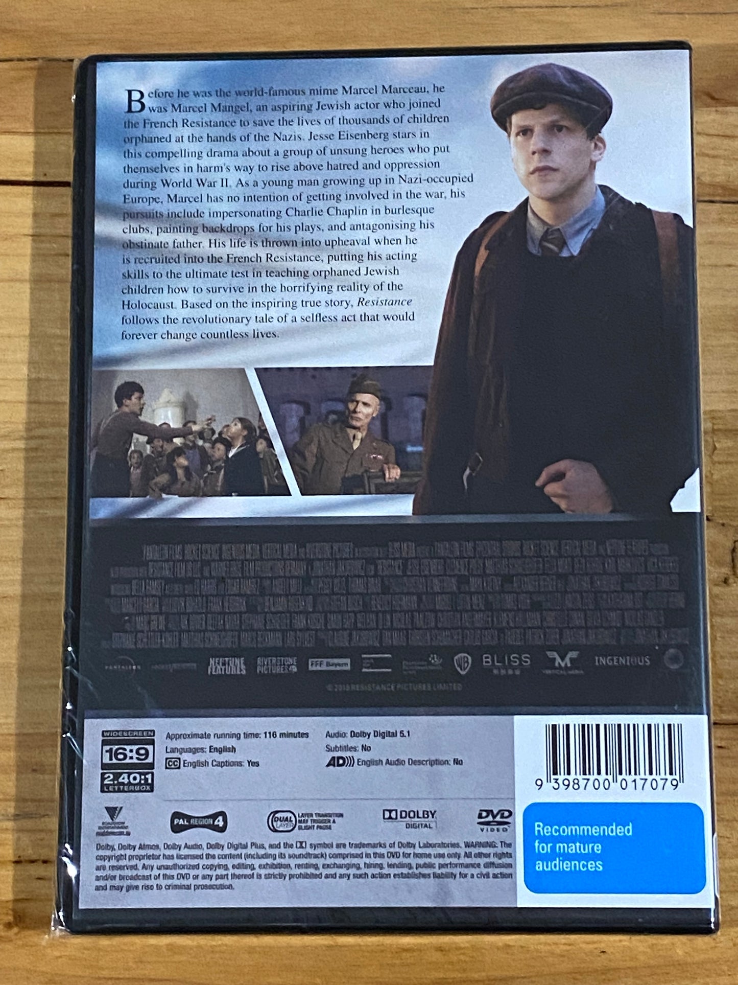 Resistance DVD Jesse Eisenberg World War Two Drama PAL 4 New Sealed