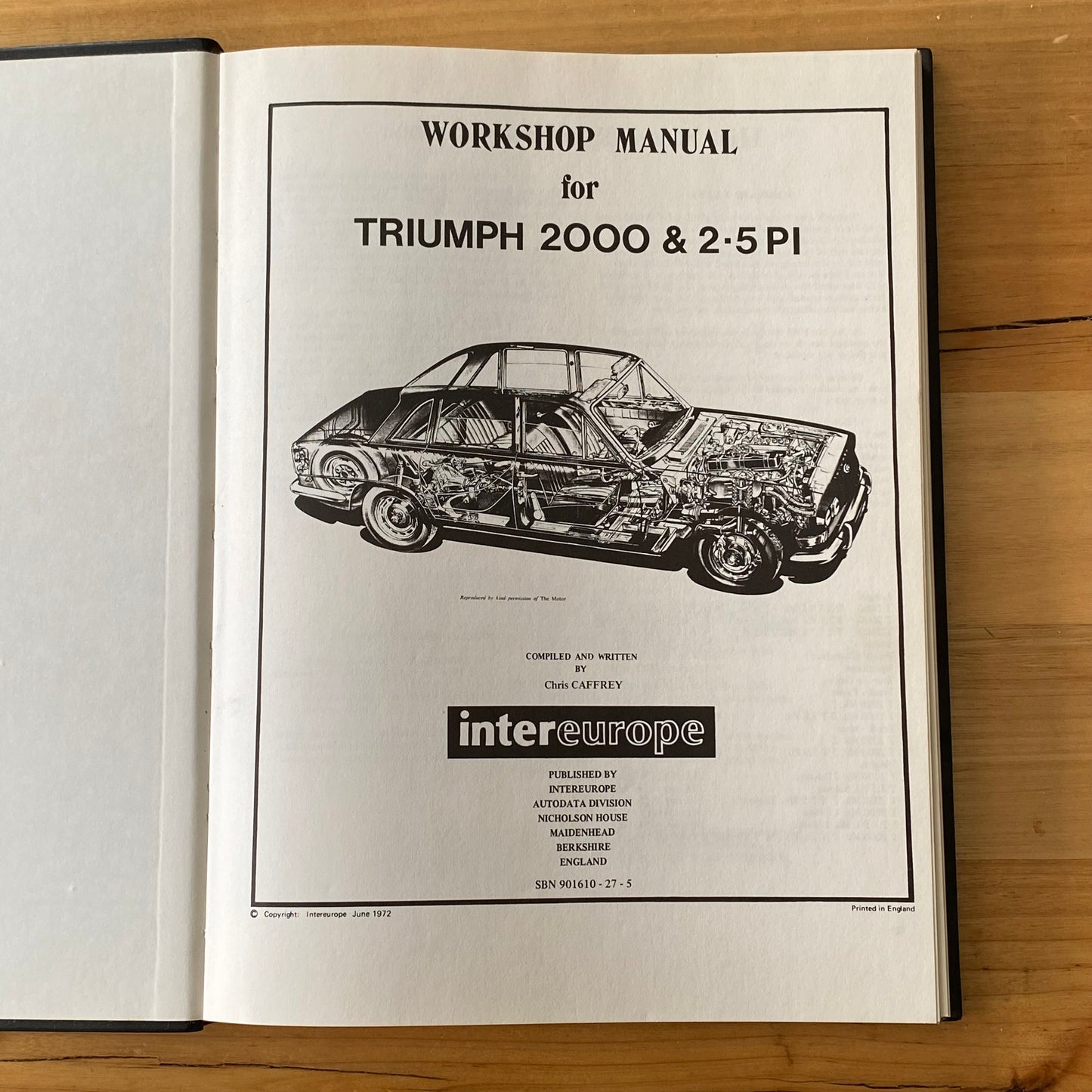 Triumph 2000 2.5 PL InterEurope Workshop Manual Car Repair 1972 GD
