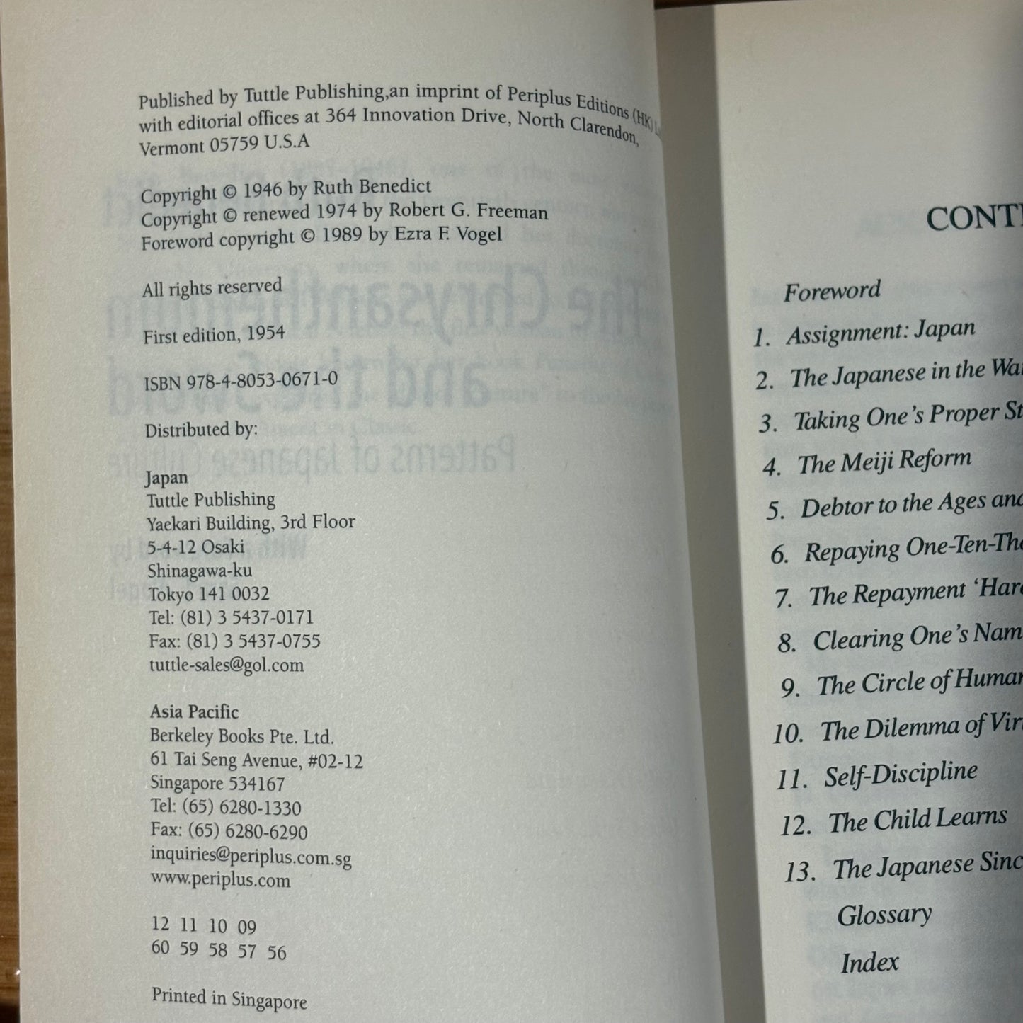 The Chrysanthemum and The Sword Patterns of Japanese Culture Ruth Benedict GD