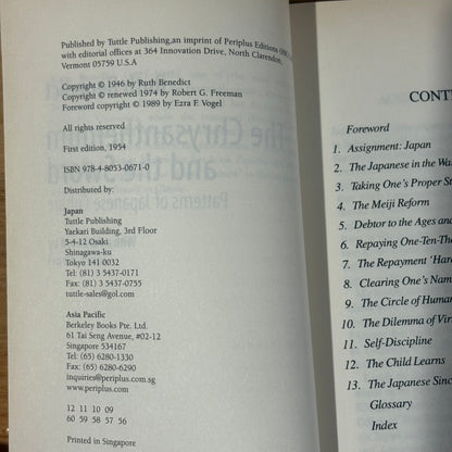 The Chrysanthemum and The Sword Patterns of Japanese Culture Ruth Benedict GD