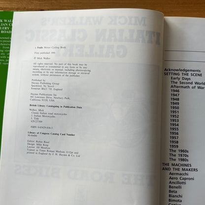 Mick Walker's Italian Classic Gallery The Road Bikes Hardcover 1991 GD