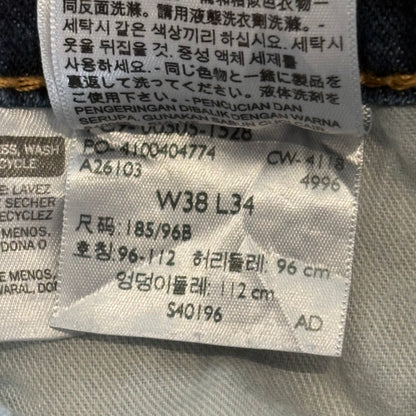 Levi's 505 Mens W 38 L 34 Denim Light Wash Blue Jeans PC9-00505-1528