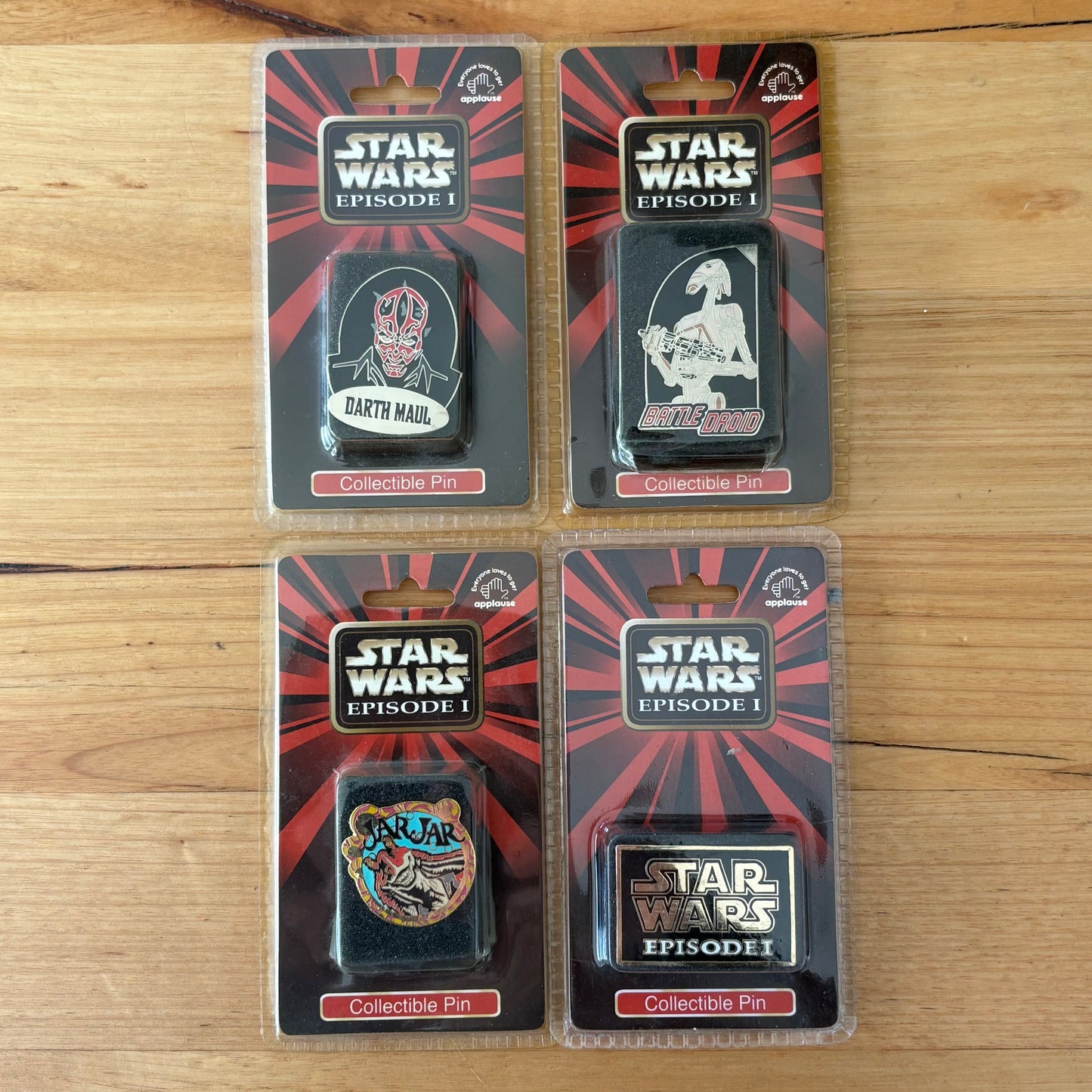Star Wars Episode 1 Collectible Pins x 4 Vintage Sealed