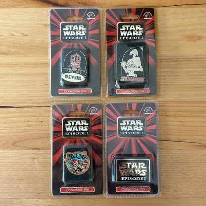 Star Wars Episode 1 Collectible Pins x 4 Vintage Sealed