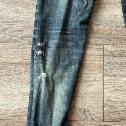 Nudie Jeans Womens Distressed W 28 L 32 Blue Denim Skinny