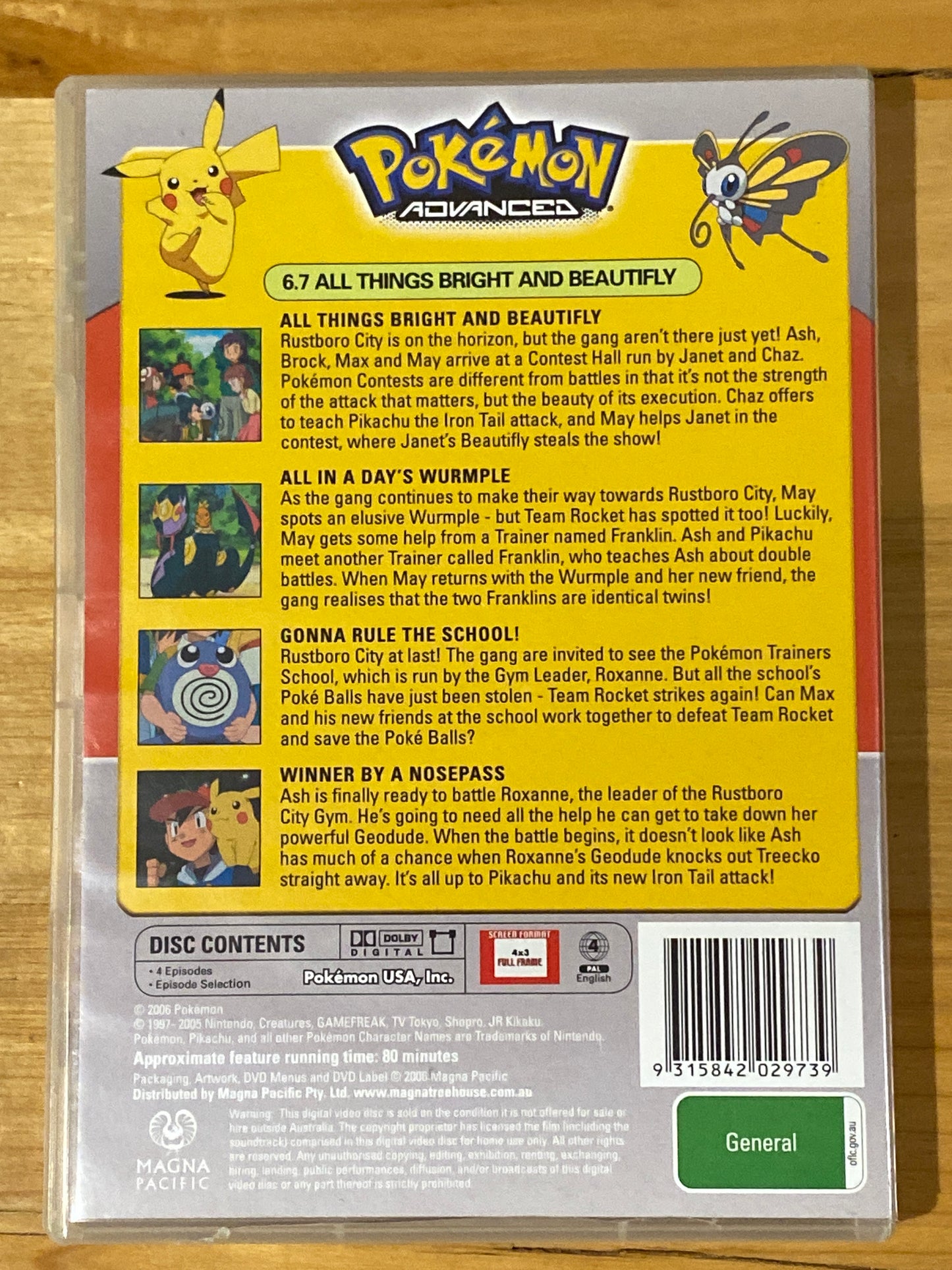 Pokémon Advanced 6.7 All Things Bright And Beautifly DVD PAL 4 VGC