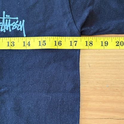 Stussy Double Sided Logo T-Shirt Black Short Sleeve Size Small