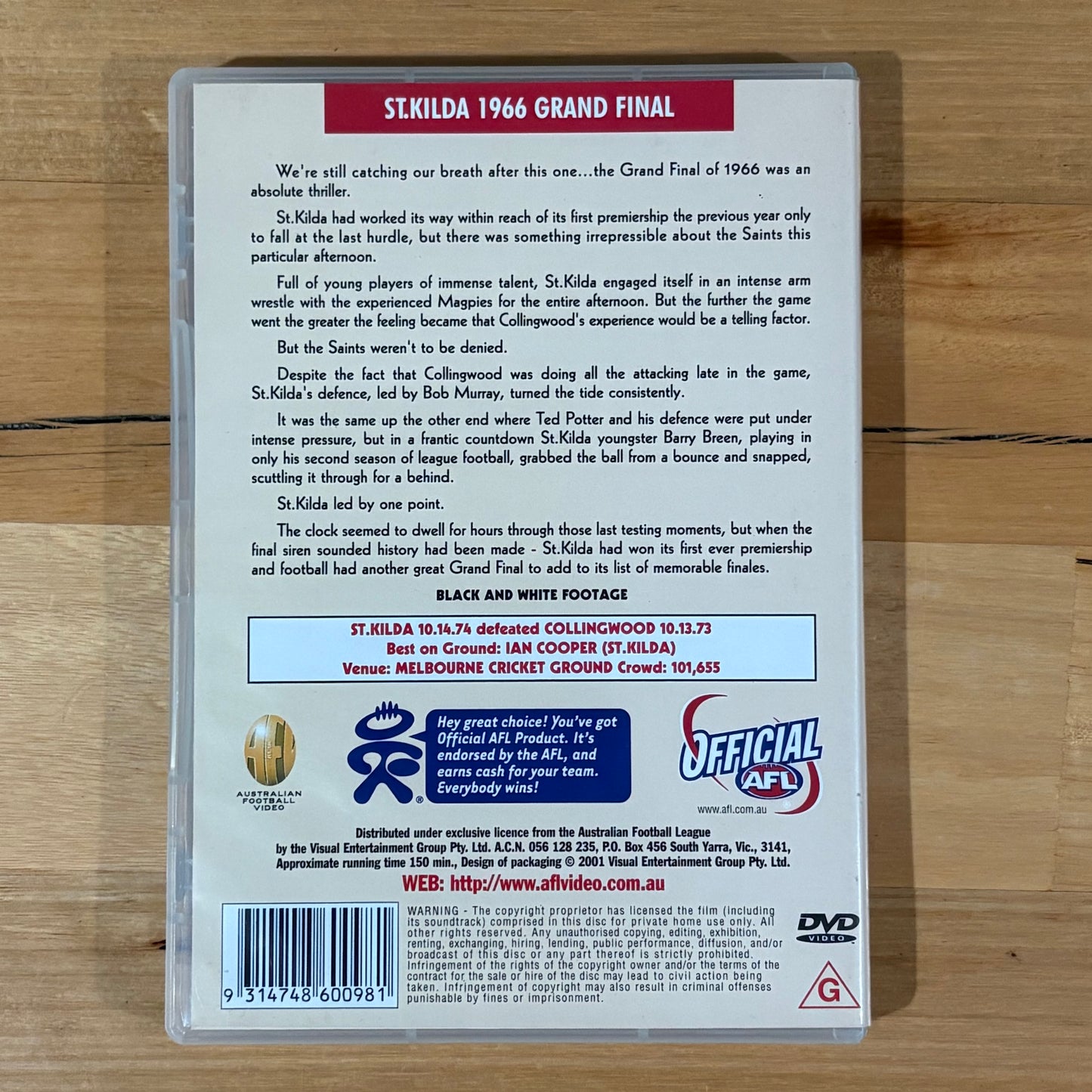 Premiers 1966 St Kilda DVD AFL Australian Rules PAL ALL VGC