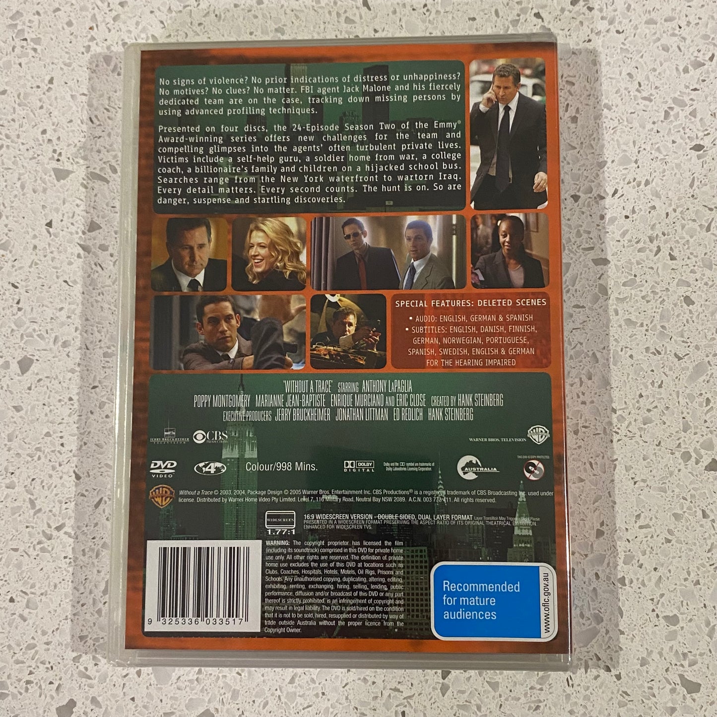 Without A Trace Series 2 DVD 4-Disc PAL 4 New Sealed