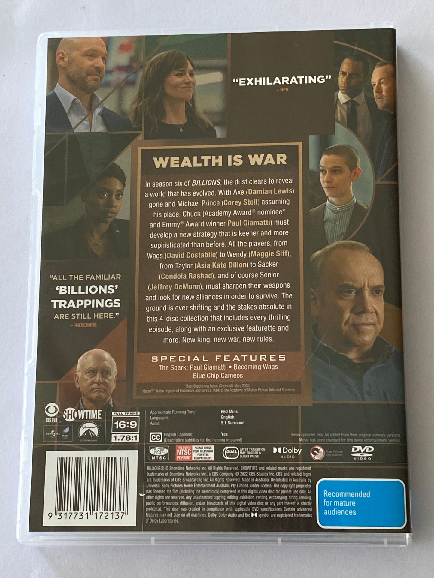 Billions Season 5 & 6 DVD Damian Lewis Paul Giamatti 4-Disc Set NTSC 2,4,5 VGC