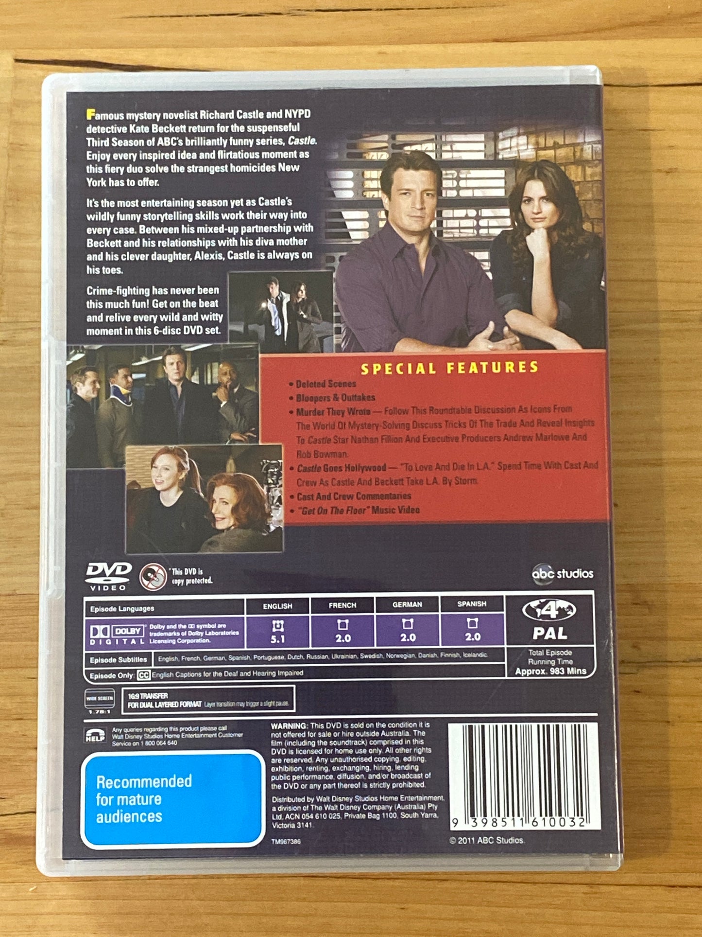 Castle Season 3 DVD 6-Disc PAL 4 VGC