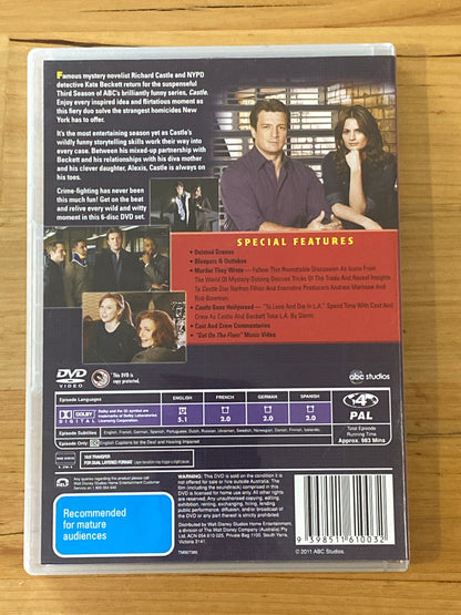 Castle Season 3 DVD 6-Disc PAL 4 VGC