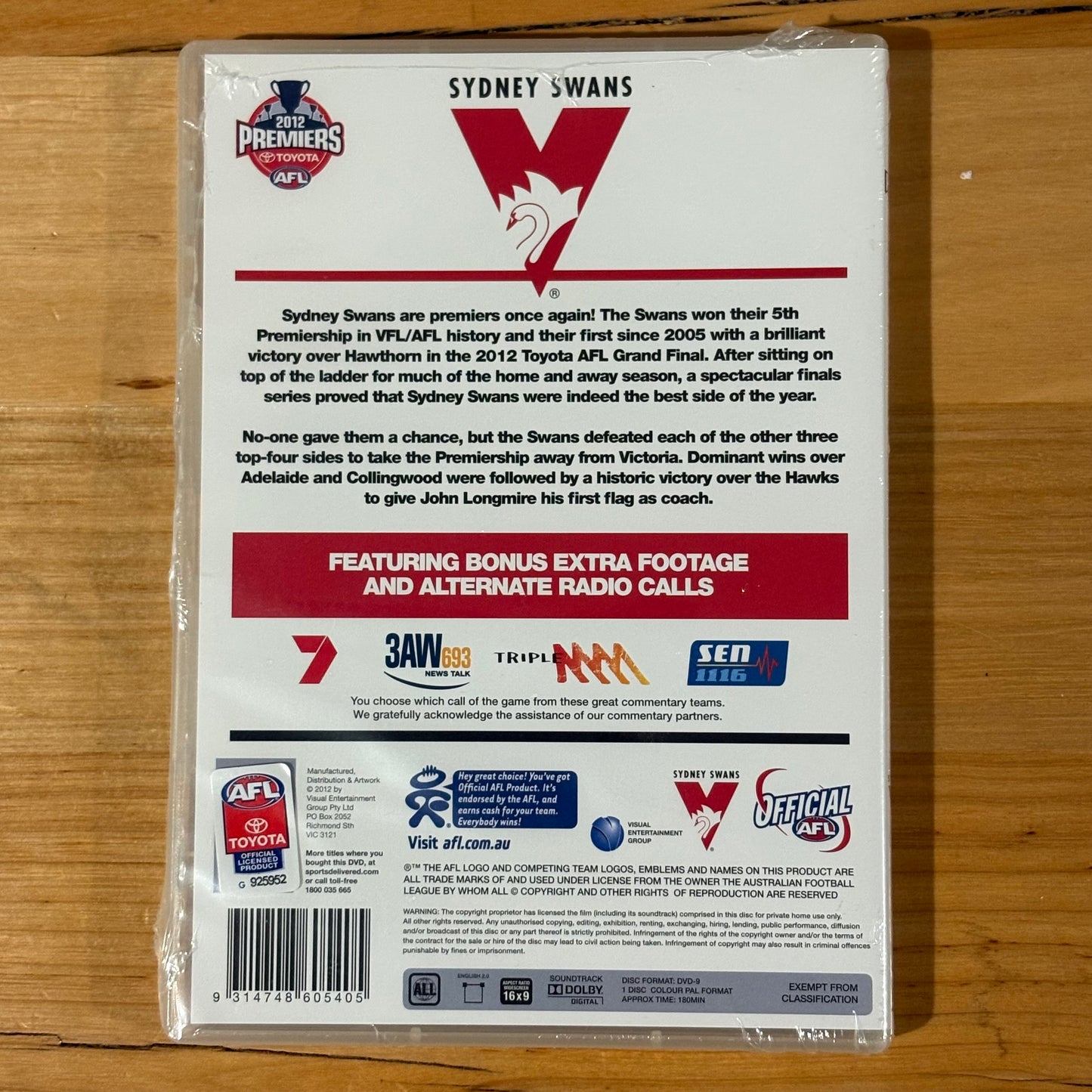 Premiers 2012 Sydney Swans DVD AFL PAL 4 New Sealed
