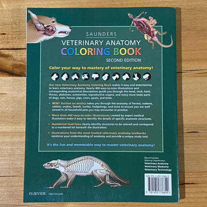 Saunders Veterinary Anatomy Coloring Book 2nd Edition by Baljit Singh Paperback GD