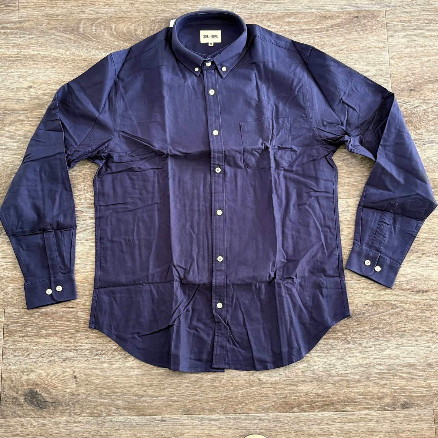 Soil And Bone Shirt Men's Medium Casual Long Sleeve Blue Collared NWT