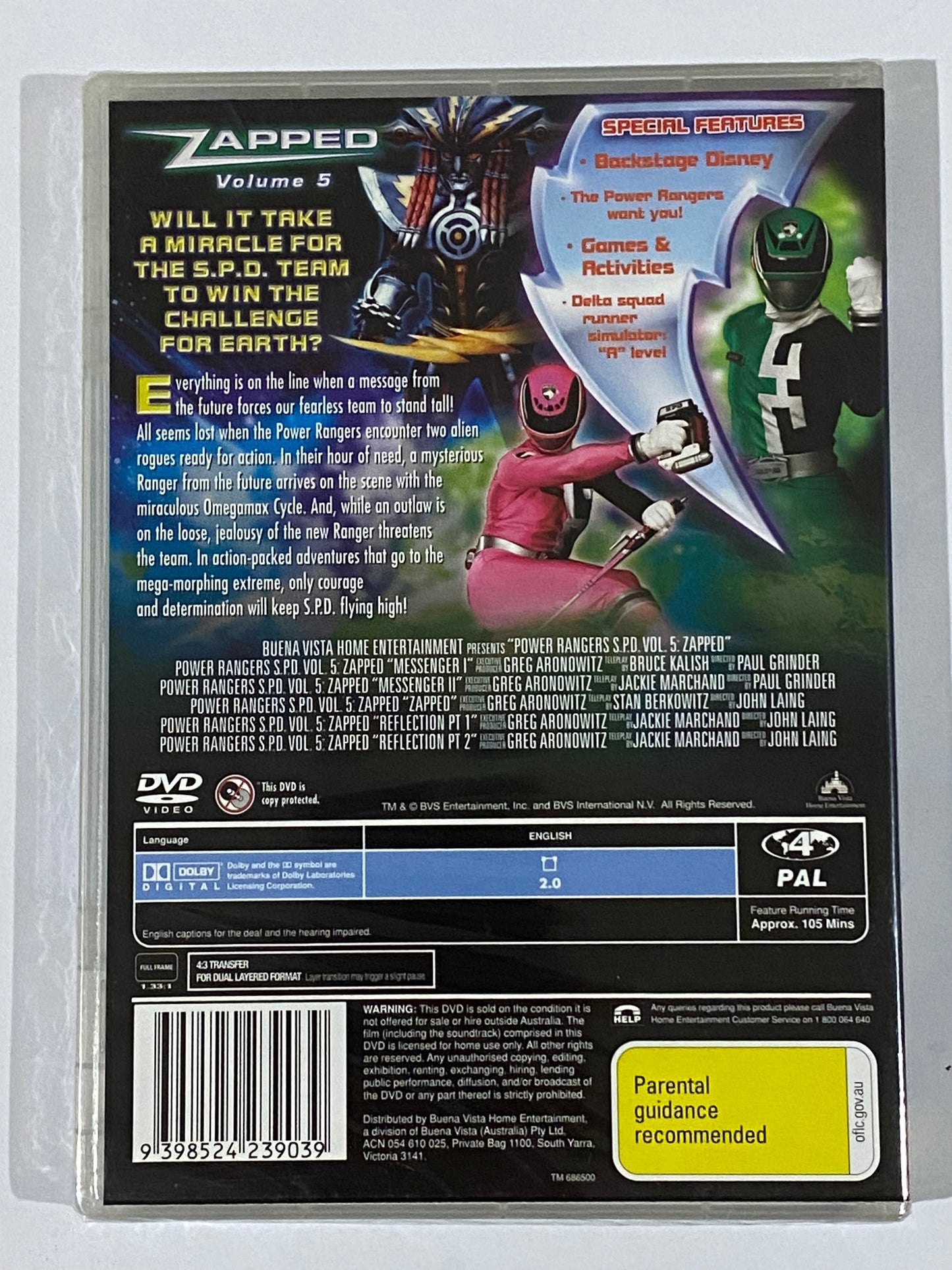 Power Rangers S.P.D. Volume 5 Zapped DVD PAL 4 New Sealed