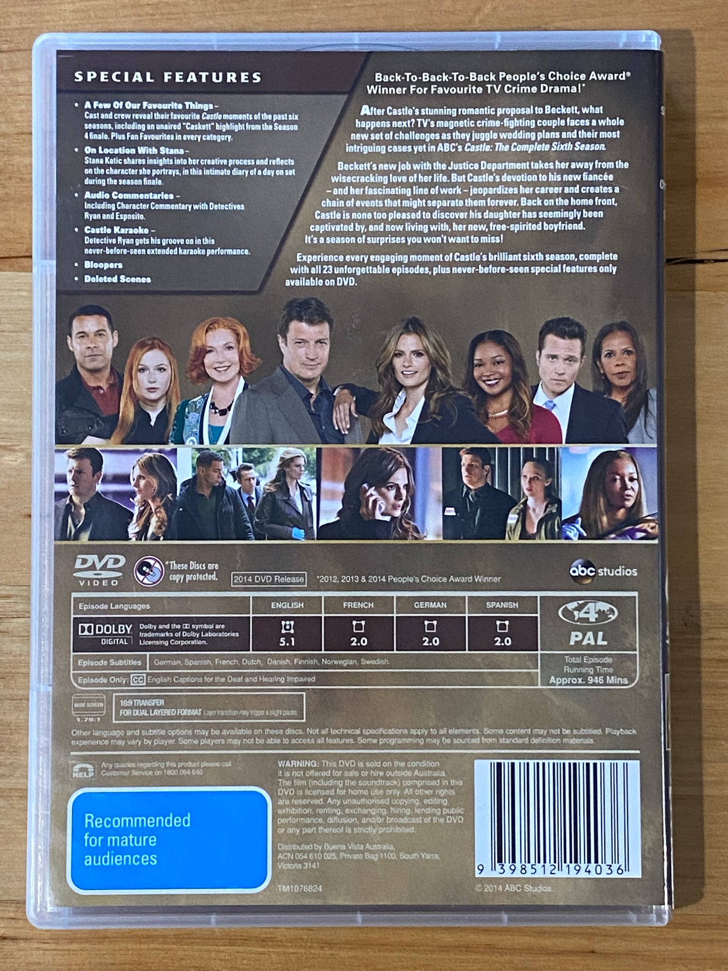 Castle Season 6 DVD 6-Disc PAL 4 VGC