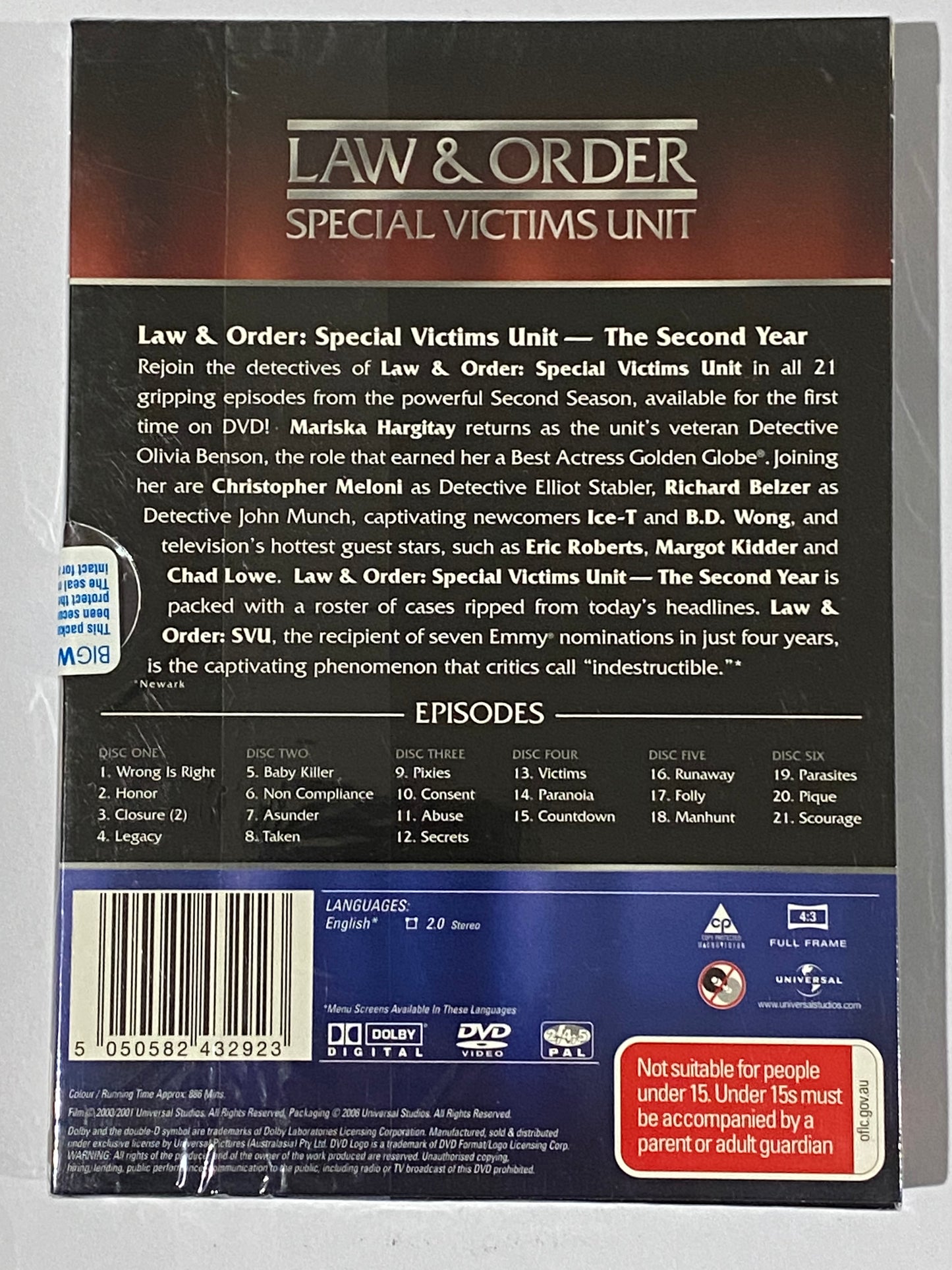 Law & Order SVU The Second Year DVD 6-Disc Set PAL 2,4,5 New Sealed