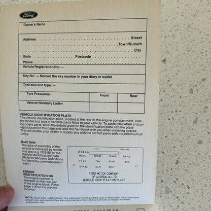 Ford Laser Owner's Manual and 1996 Model RHD Wiring Diagram Paperback GD