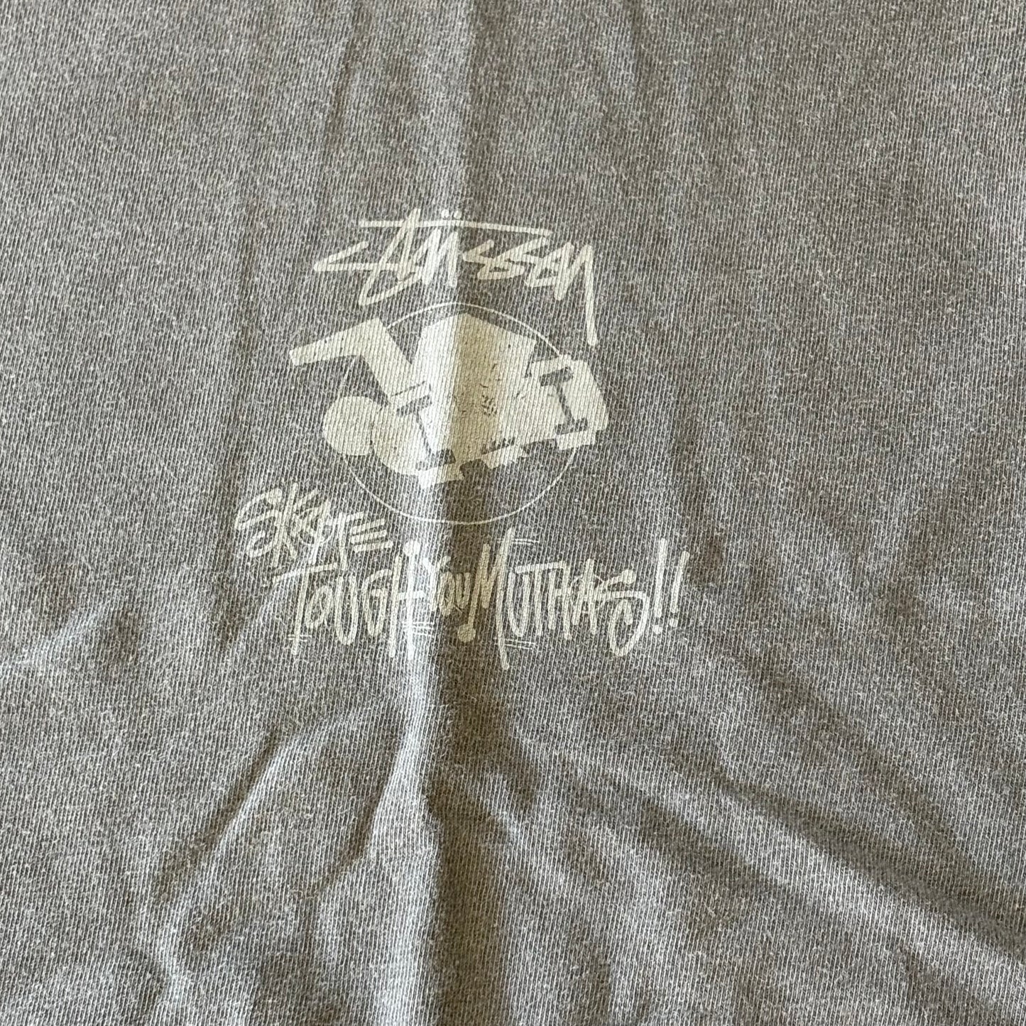 Stüssy Skate Tough You Muthas! T-Shirt Grey Short Sleeve Size Medium