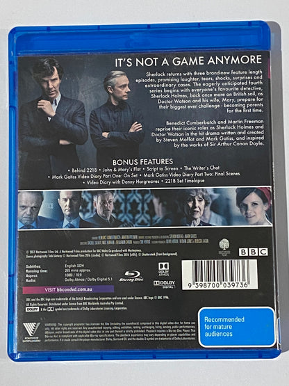 Sherlock Series 4 Blu-ray BBC Drama Benedict Cumberbatch Region B VGC