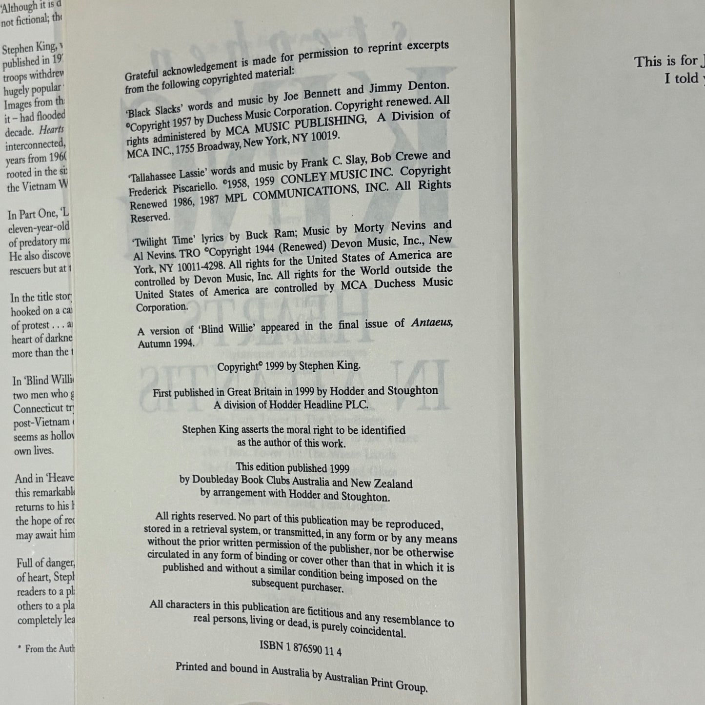 Hearts In Atlantis by Stephen King Hardcover 1999 GD