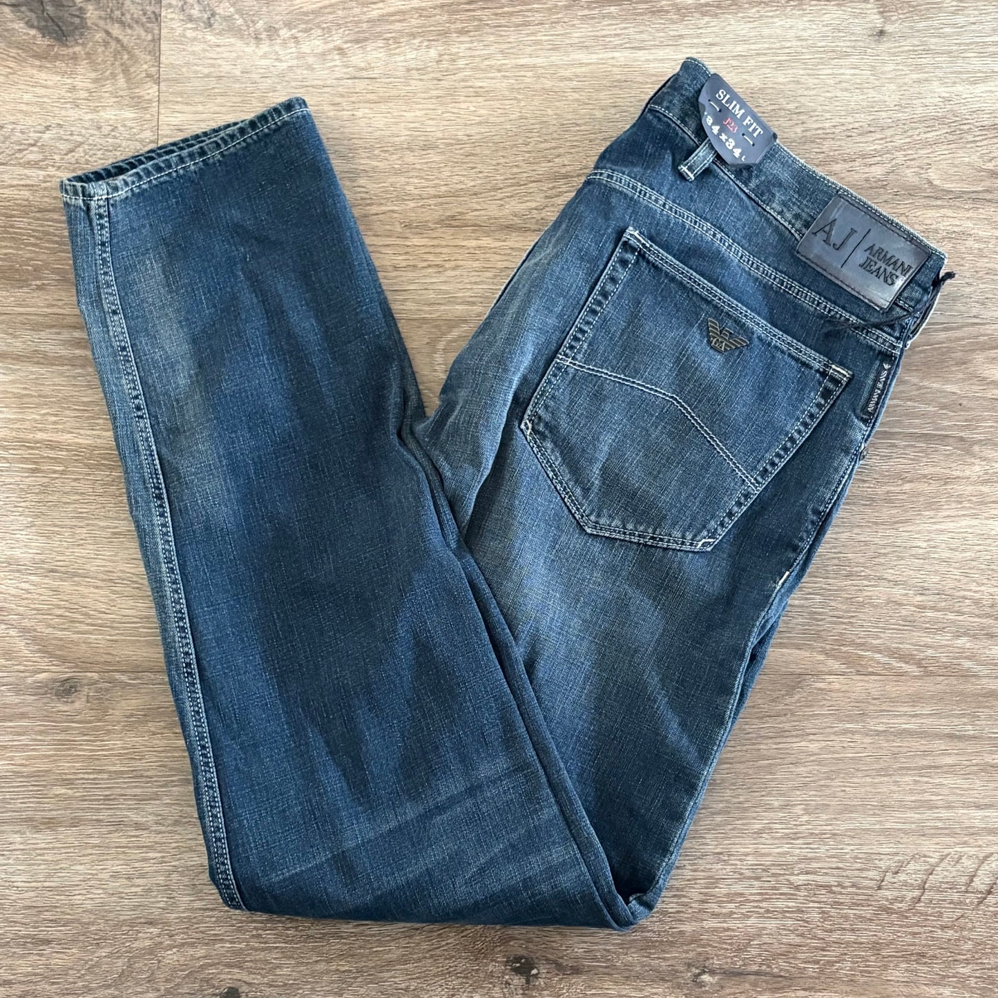 Armani Jeans J23 Mens Slim Fit Stretch Denim W34 L34 Blue New With Tags