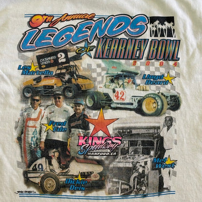 NASCAR T-Shirt Pombo Sargent Classic Men's White Short Sleeve Sz 44 Vintage