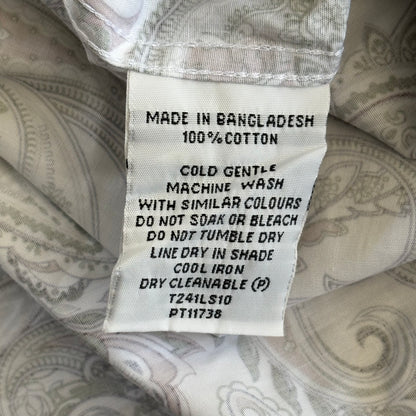 Tarocash Shirt Men's Casual Medium Long Sleeve Slim Fit White Paisley Pattern Collared NWT