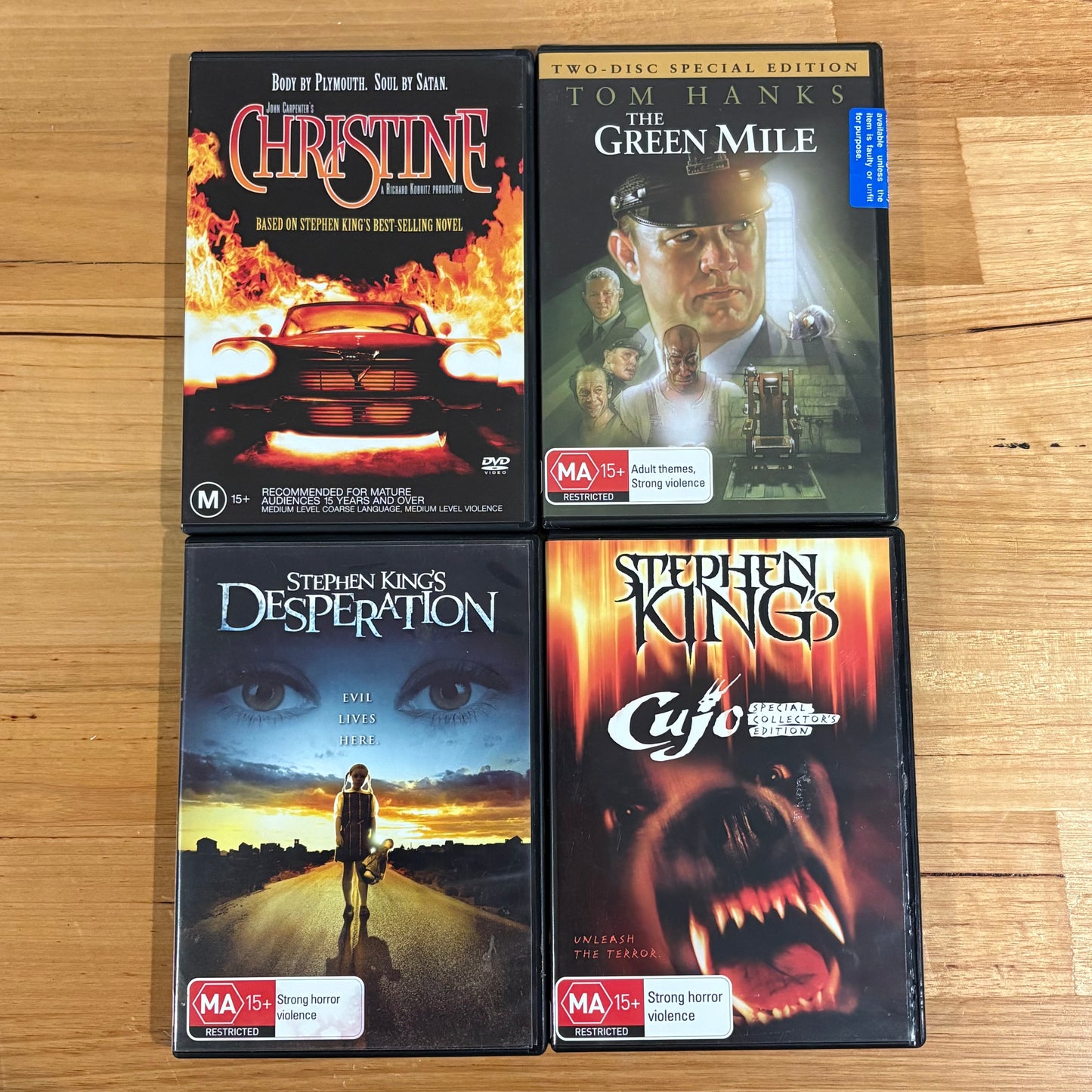 Stephen King Movies 4 DVD Bundle Cujo Christine Green Mile is New Sealed