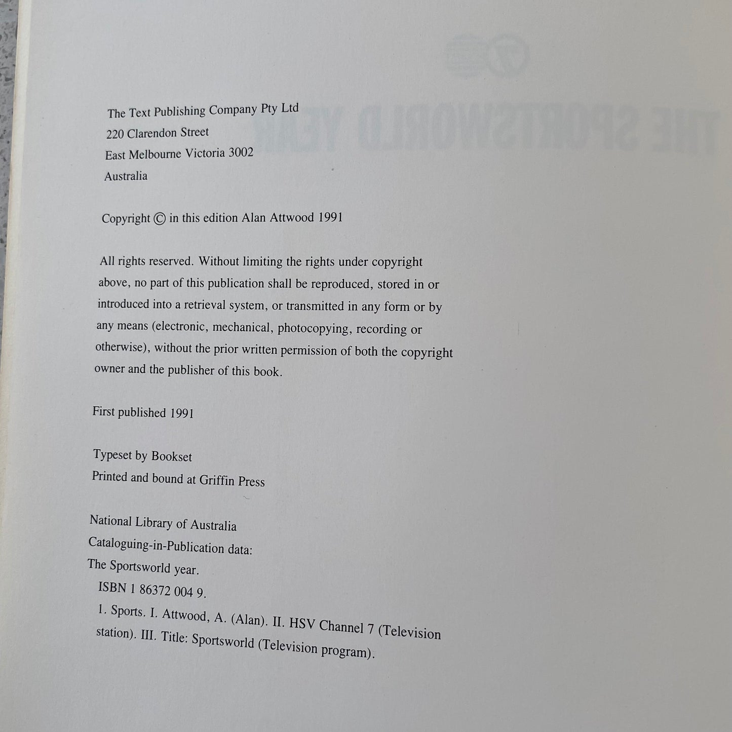 Sportsworld Year Book 7 Sports Paperback 1991 GD