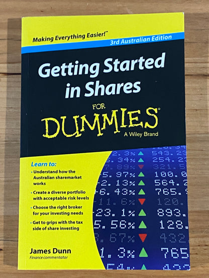 Getting Started In Shares for Dummies 3rd Australian Edition Paperback VGC