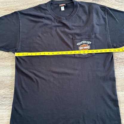 Harley Davidson T-Shirt Black Sz XL Short Sleeve Adamec 90th Anniversary