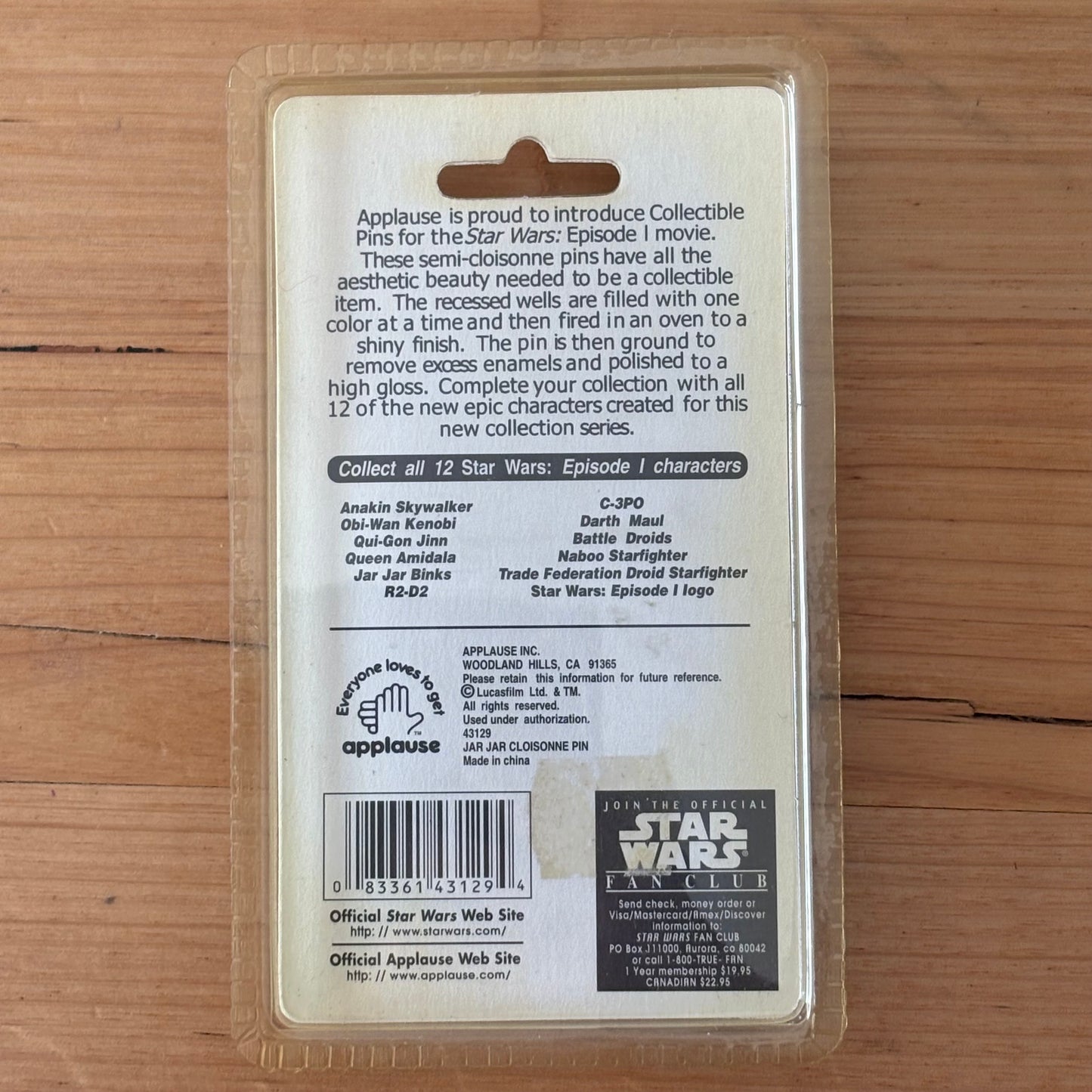 Star Wars Episode 1 Collectible Pins x 4 Vintage Sealed