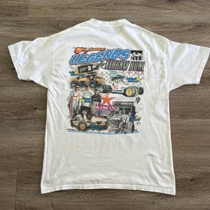 NASCAR T-Shirt Pombo Sargent Classic Men's White Short Sleeve Sz 44 Vintage