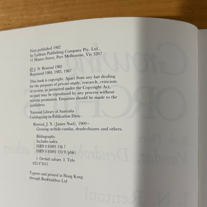 Growing Orchids Book 3 Vandas, dendrobiums and others Paperback 1987 GD