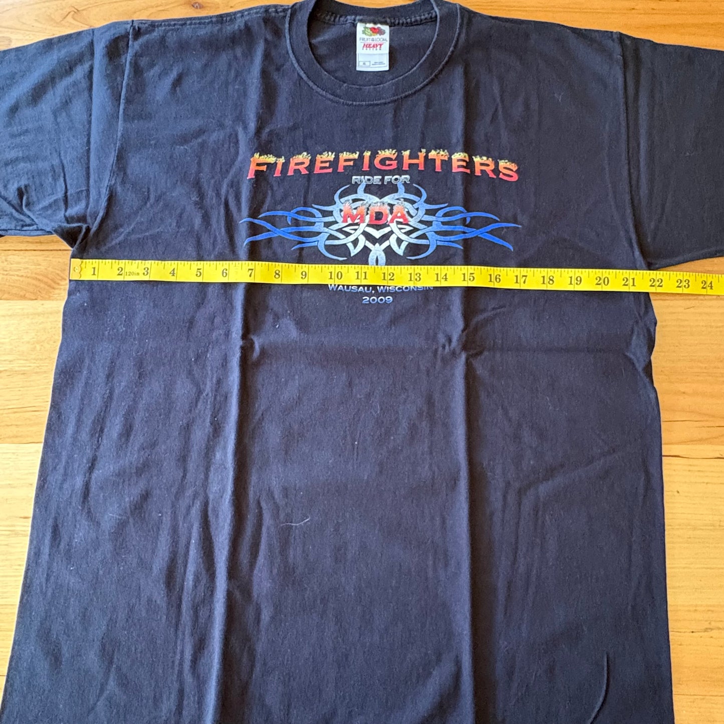 Firefighters For MDA Wausau Wisconsin T-Shirt Black Short Sleeve Size XL