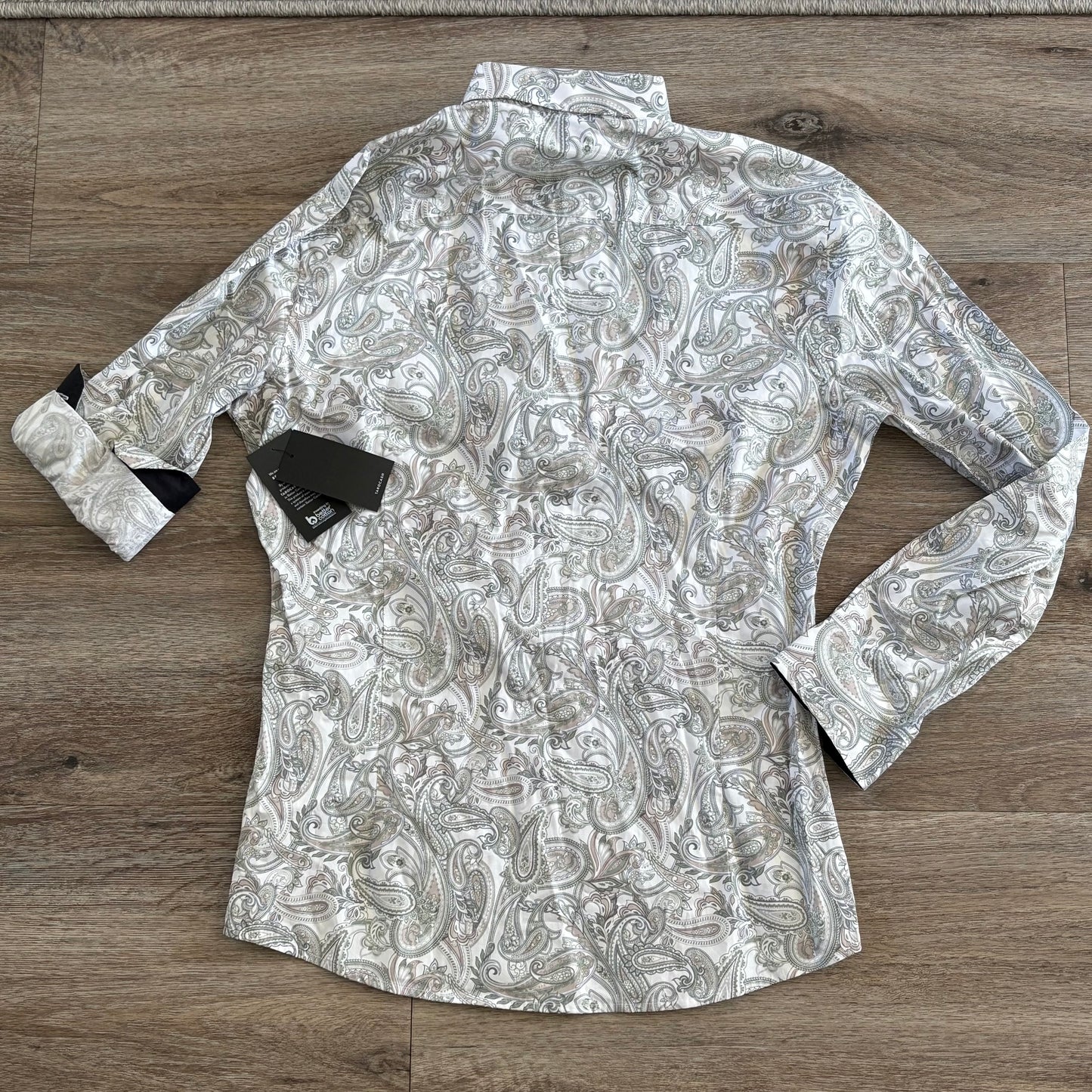 Tarocash Shirt Men's Casual Medium Long Sleeve Slim Fit White Paisley Pattern Collared NWT