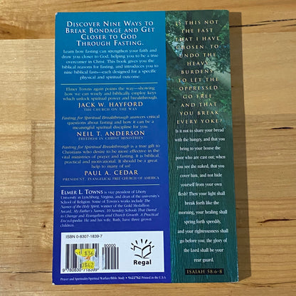Fasting For Spiritual Breakthrough by Elmer L. Towns Paperback 1996 GD