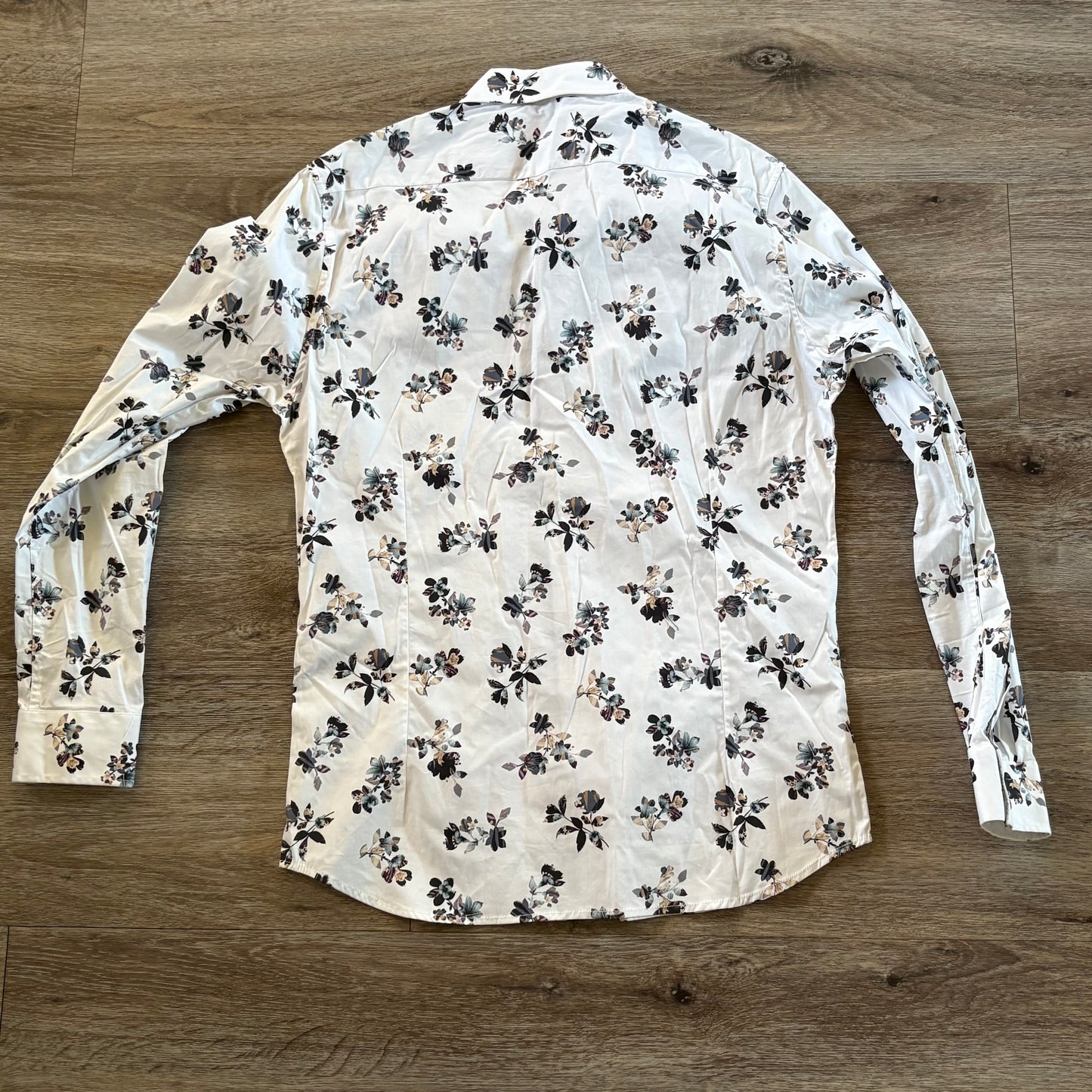 yd Shirt Men's Casual Medium Long Sleeve Slim Fit Photographic Floral Collared NWT