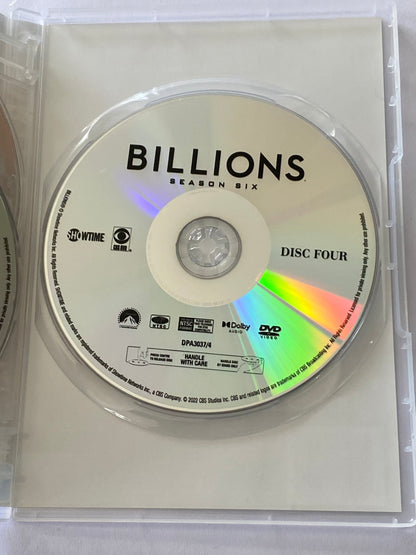 Billions Season 5 & 6 DVD Damian Lewis Paul Giamatti 4-Disc Set NTSC 2,4,5 VGC