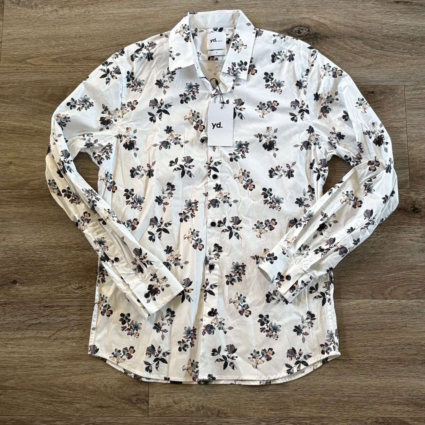 yd Shirt Men's Casual Medium Long Sleeve Slim Fit Photographic Floral Collared NWT