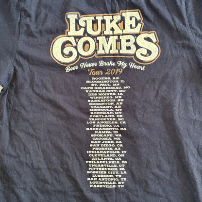 Luke Combs Beer Never Broke My Heart 2019 Tour T-Shirt Black Size M