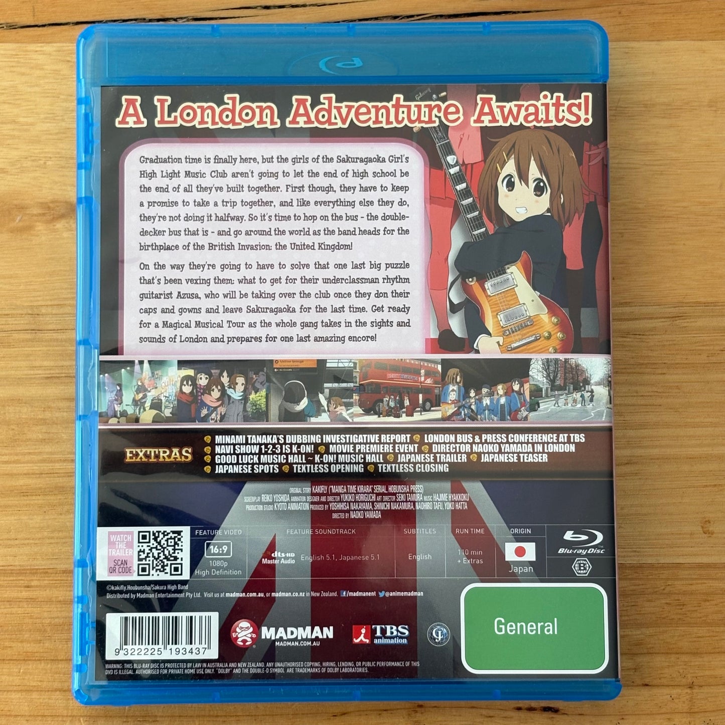 K-On! The Movie Blu-Ray Anime A London Adventure Awaits! Region B VGC