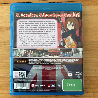 K-On! The Movie Blu-Ray Anime A London Adventure Awaits! Region B VGC