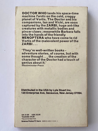 Doctor Who First Doctor 3 Paperbacks Target Books 1980s VGC