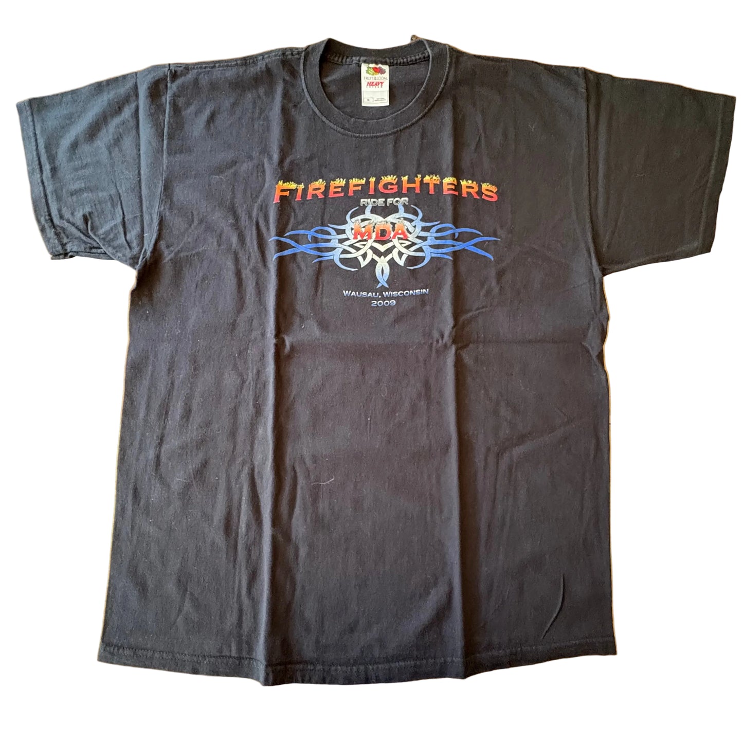 Firefighters For MDA Wausau Wisconsin T-Shirt Black Short Sleeve Size XL